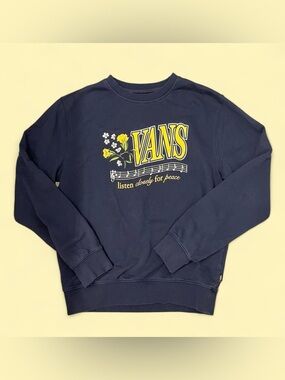Vans Navy Crewneck Sweatshirt with Yellow Floral Logo